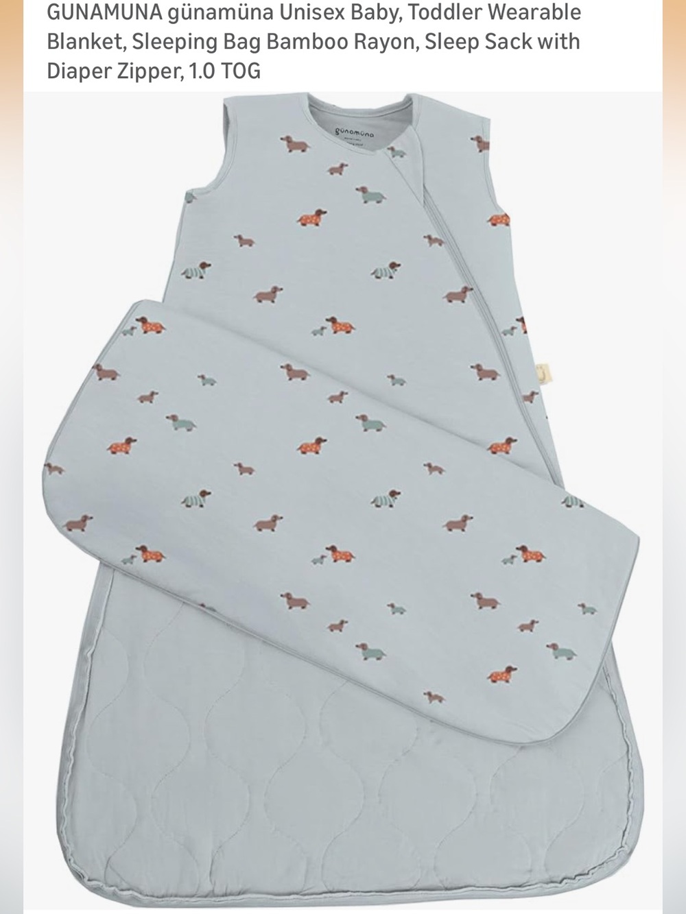 NWT gunamuna sleep bag with daschund print